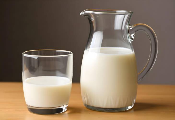 Refreshing Glass Jug and Glass of Milk